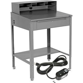 GoVets™ Sloped Shop Desk w/ Pigeonhole Riser & Outlets 34-1/2'W x 30