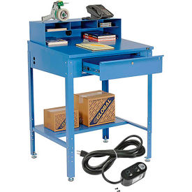 GoVets™ Sloped Shop Desk w/ Pigeonhole Riser & Outlets 34-1/2
