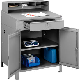 GoVets™ Cabinet Shop Desk w/ Pigeonhole Riser 34-1/2