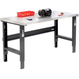 GoVets™ 60x30 Adj. Height Workbench C-Channel Leg Stainless Steel Square Edge Black 125BK239