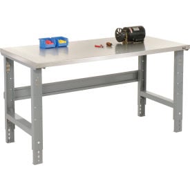 GoVets™ 72x30 Adj. Height Workbench C-Channel Leg - Stainless Steel Square Edge Gray 126239