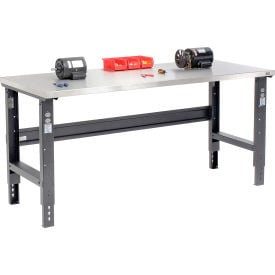 GoVets™ 72x30 Adj. Height Workbench C-Channel Leg Stainless Steel Square Edge Black 126BK239