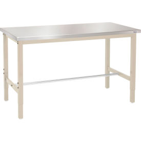 GoVets™ 48x30 Adj. Height Workbench Square Tube Leg Stainless Steel Square Edge Tan 261TN242