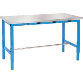 GoVets™ 60 x 30 Adj. Height Workbench Power Apron Stainless Steel Square Edge Blue 262BBLA242