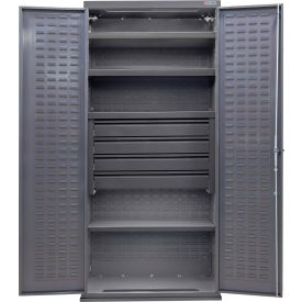 GoVets E-Lock Configurable Drawer Cabinet 36Wx24Dx78H Gray 4 Shelf 4 Drawers 828S708