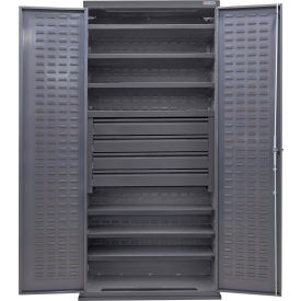 GoVets E-Lock Configurable Drawer Cabinet 36Wx24Dx78H Gray 6 Shelf 4 Drawers 832S708