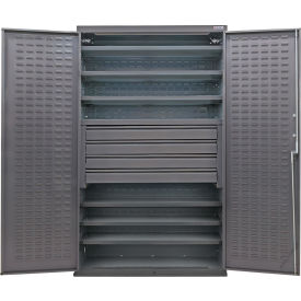 GoVets E-Lock Configurable Drawer Cabinet 48Wx24Dx78H Gray 6 Shelf 4 Drawers 841S708