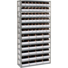 GoVets™ Steel Open Shelving with 72 Corrugated Shelf Bins 13 Shelves - 36x18x73 008235