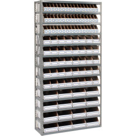 GoVets™ Steel Open Shelving with 104 Corrugated Shelf Bins 13 Shelves - 36x18x73 012235