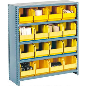 GoVets™ Steel Closed Shelving - 8 Yellow Plastic Stacking Bins 5 Shelves - 36x18x39 263YL603
