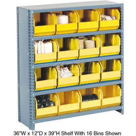 GoVets™ Steel Closed Shelving - 30 Yellow Plastic Stacking Bins 11 Shelves 36x12x73 265YL603