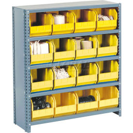 GoVets™ Steel Closed Shelving - 36 Yellow Plastic Stacking Bins 10 Shelves 36x12x73 268YL603
