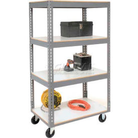 GoVets™ Boltless Shelf Truck w/4 Shelves & Poly Casters 36