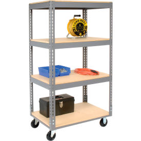 GoVets™ Boltless Shelf Truck 4 Shelves Poly Casters 36