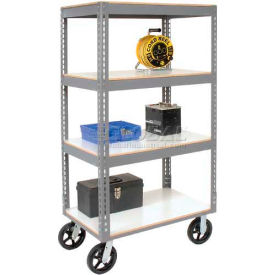 GoVets™ Boltless Shelf Truck w/4 Shelves & Rubber Casters 36