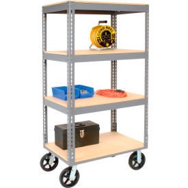 GoVets™ Boltless Shelf Truck 4 Shelves Rubber Casters 36