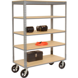 GoVets™ Boltless Shelf Truck 5 Shelves Rubber Casters 36
