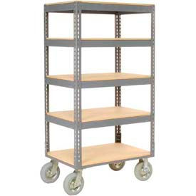 GoVets™ Boltless Shelf Truck 5 Shelves Poly Casters 36