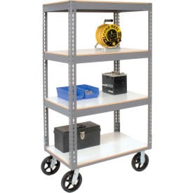 GoVets™ Boltless Shelf Truck w/4 Shelves & Rubber Casters 36