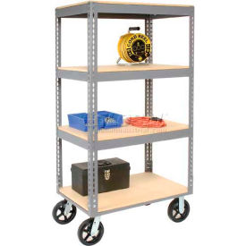 GoVets™ Boltless Shelf Truck 4 Shelves Rubber Casters 36