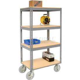 GoVets™ Boltless Shelf Truck 4 Shelves Pneumatic Casters 36