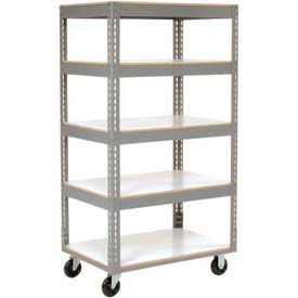 GoVets™ Boltless Shelf Truck w/5 Shelves & Poly Casters 36