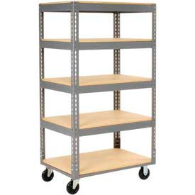 GoVets™ Boltless Shelf Truck 5 Shelves Poly Casters 36