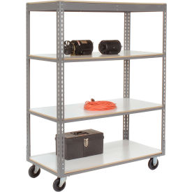 GoVets™ Boltless Shelf Truck w/4 Shelves & Poly Casters 48
