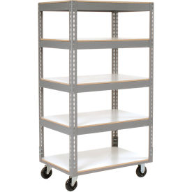 GoVets™ Boltless Shelf Truck w/5 Shelves & Poly Casters 48
