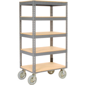 GoVets™ Boltless Shelf Truck 5 Shelves Pneumatic Casters 48
