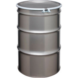 GoVets™ Stainless Steel Drum 55 Gallon Open Head with Lid 966986