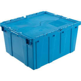 GoVets™ Plastic Attached Lid Shipping & Storage Container 23-3/4x19-1/4x12-1/2 Blue 813BL257