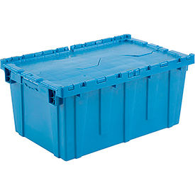 GoVets™ Plastic Attached Lid Shipping & Storage Container 27-3/16x16-5/8x12-1/2Blue 814BL257