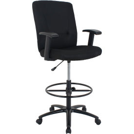 Interion® Big and Tall Stool - Fabric Mesh - Mid Back - Black 507695