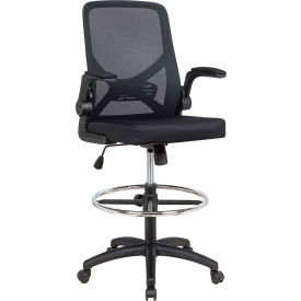 Interion® Mesh Back Task Stool w/ Flip-Up Arms Black 944695