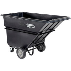 GoVets™ Extra Heavy Duty Plastic Tilt Truck 1 Cu. Yd. Cap 2100 Lbs. Cap Black 096BK242