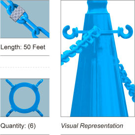 Mr. Chain® 50' Cone Chain Connector Kit with Reflective Chain Sky Blue 48-KIT974