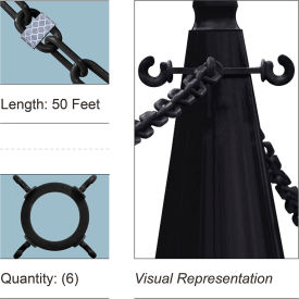 Mr. Chain® 50' Cone Chain Connector Kit with Reflective Chain Black 50-KIT974