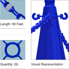 Mr. Chain® 50' Cone Chain Connector Kit with Reflective Chain Traffic Blue 78-KIT974