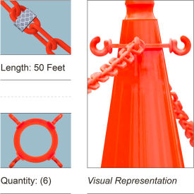Mr. Chain® 50' Cone Chain Connector Kit with Reflective Chain Traffic Orange 80-KIT974