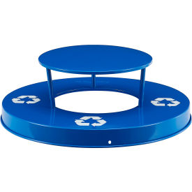 Steel Rain Bonnet Lid for GoVets™ 36 Gallon Slatted Recycling Can Blue 362732
