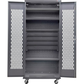 GoVets Configurable Ventilated Mobile Drawer Cabinet36x24x85Gray4 Shelf4 Drawers 945M708