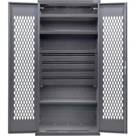 GoVets Configurable Ventilated Drawer Cabinet 36Wx24Dx78H Gray 4 Shelf 4 Drawers 945S708