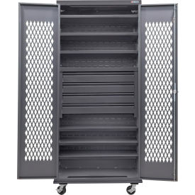 GoVets Configurable Ventilated Mobile Drawer Cabinet36x24x85Gray6 Shelf4 Drawers 946M708