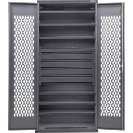 GoVets Configurable Ventilated Drawer Cabinet 36Wx24Dx78H Gray 6 Shelf 4 Drawers 946S708