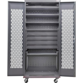 GoVets Configurable Ventilated Mobile Drawer Cabinet36x24x85Gray5 Shelf4 Drawers 947M708