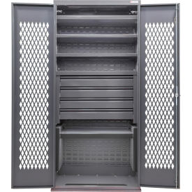 GoVets Configurable Ventilated Drawer Cabinet 36Wx24Dx78H Gray 5 Shelf 4 Drawers 947S708
