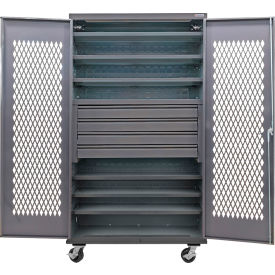 GoVets Configurable Ventilated Mobile Drawer Cabinet48x24x85Gray6 Shelf4 Drawers 952M708