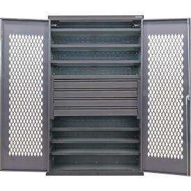 GoVets Configurable Ventilated Drawer Cabinet 48Wx24Dx78H Gray 6 Shelf 4 Drawers 952S708