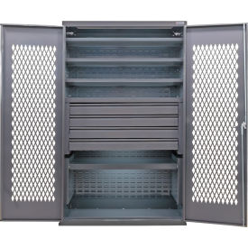 GoVets Configurable Ventilated Drawer Cabinet 48Wx24Dx78H Gray 5 Shelf 4 Drawers 953S708
